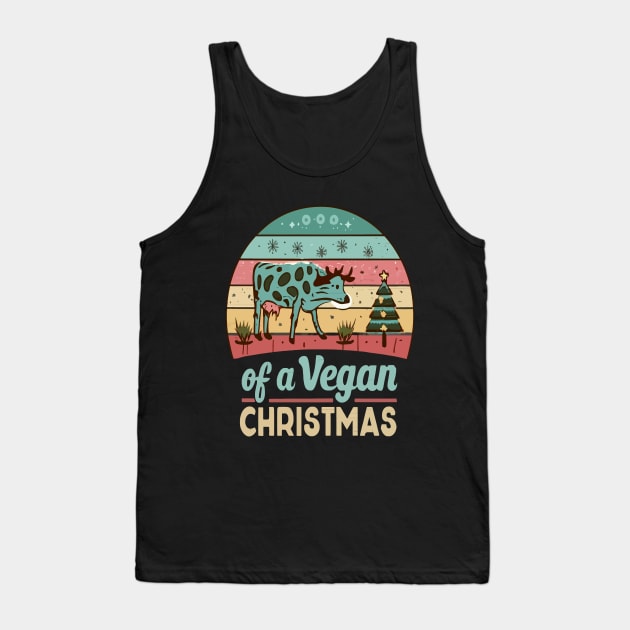 Cute Cow I'm Dreaming of a Vegan Christmas Funny Men Women Tank Top by rhazi mode plagget